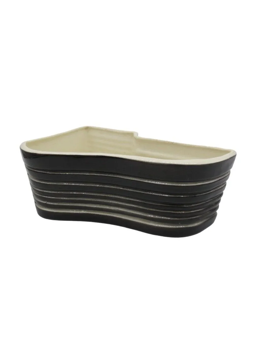 Vintage Planter HORTON CERAMICS TEXAS 1950s Black White Stripe Midcentury Indoor